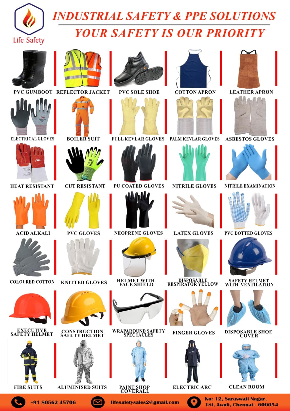 Life Safety industrial safety and PPE product catalog poster
