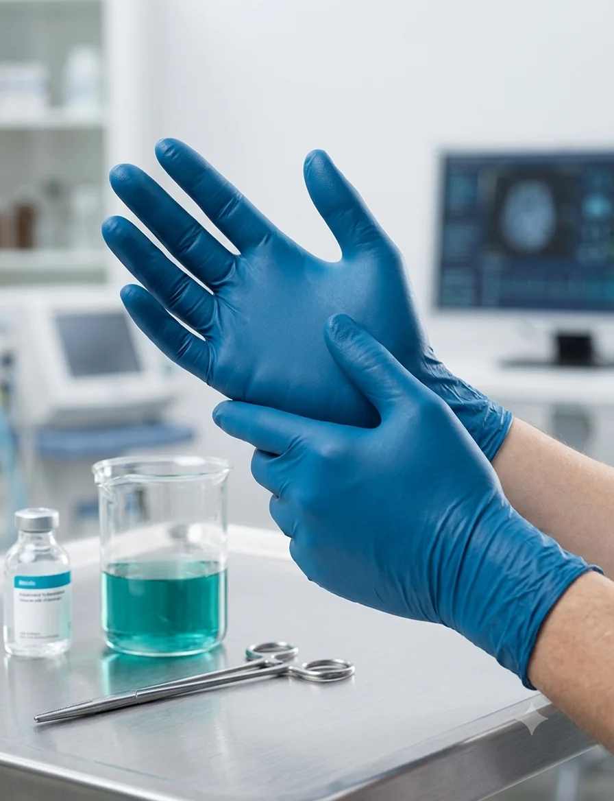 Nitrile Gloves – Sea Blue — Powder-free, ambidextrous gloves for precision and industrial handling.
